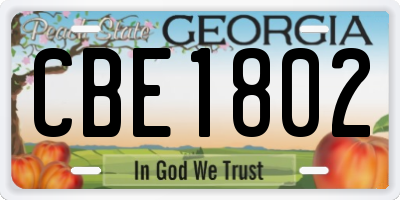 GA license plate CBE1802