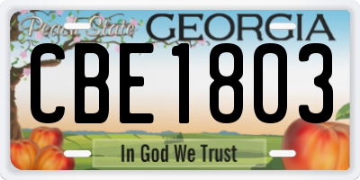 GA license plate CBE1803