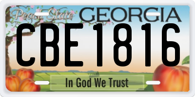 GA license plate CBE1816