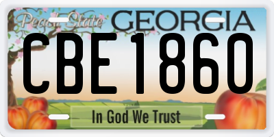 GA license plate CBE1860