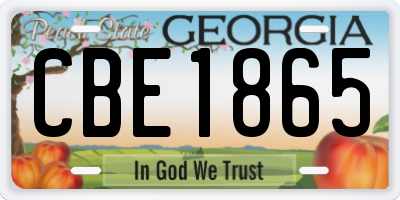 GA license plate CBE1865