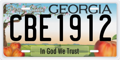 GA license plate CBE1912