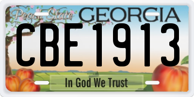 GA license plate CBE1913
