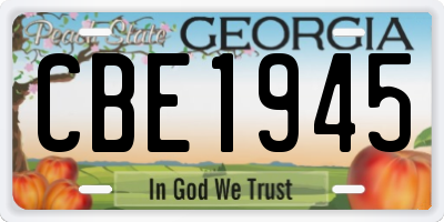 GA license plate CBE1945