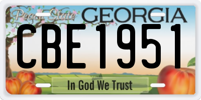 GA license plate CBE1951