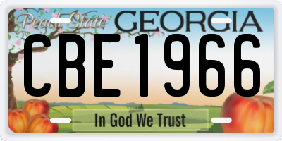 GA license plate CBE1966