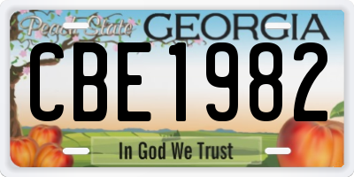 GA license plate CBE1982