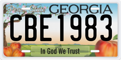 GA license plate CBE1983