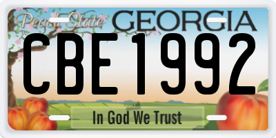 GA license plate CBE1992
