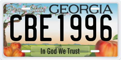 GA license plate CBE1996