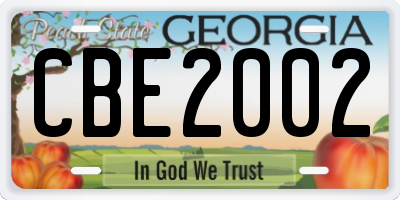 GA license plate CBE2002