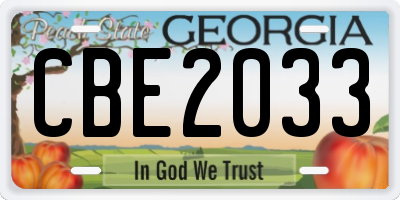 GA license plate CBE2033