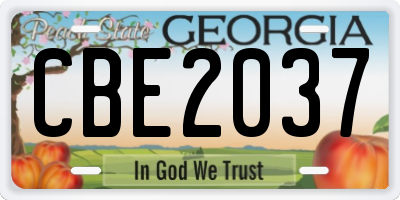 GA license plate CBE2037