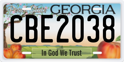 GA license plate CBE2038