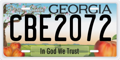 GA license plate CBE2072