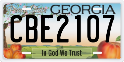 GA license plate CBE2107