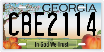 GA license plate CBE2114