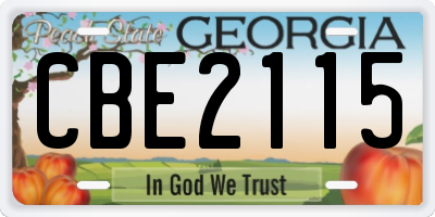 GA license plate CBE2115