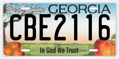 GA license plate CBE2116