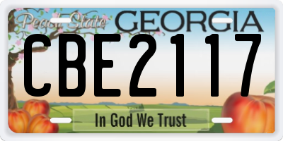 GA license plate CBE2117