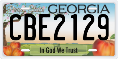 GA license plate CBE2129