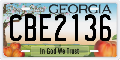 GA license plate CBE2136
