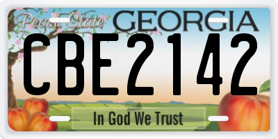 GA license plate CBE2142