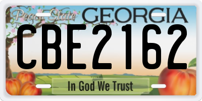 GA license plate CBE2162