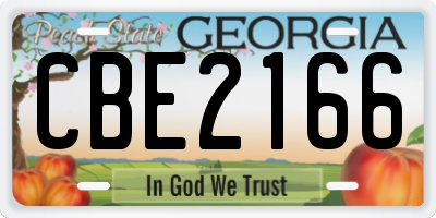 GA license plate CBE2166