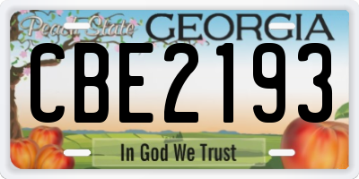 GA license plate CBE2193