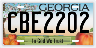 GA license plate CBE2202