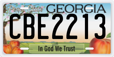GA license plate CBE2213