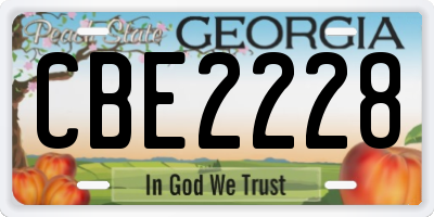 GA license plate CBE2228