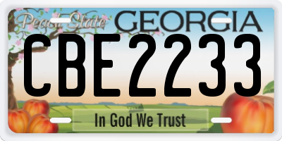 GA license plate CBE2233