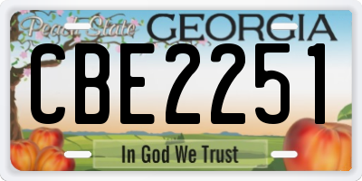 GA license plate CBE2251
