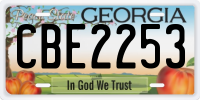 GA license plate CBE2253