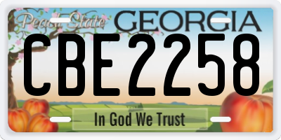 GA license plate CBE2258