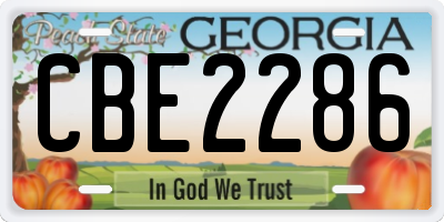 GA license plate CBE2286