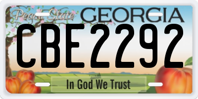 GA license plate CBE2292
