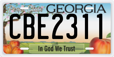 GA license plate CBE2311