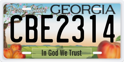GA license plate CBE2314