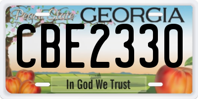 GA license plate CBE2330