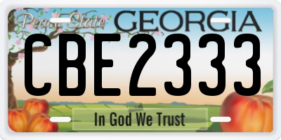 GA license plate CBE2333