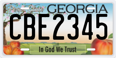 GA license plate CBE2345