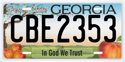 GA license plate CBE2353
