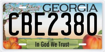 GA license plate CBE2380