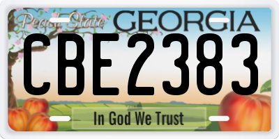 GA license plate CBE2383