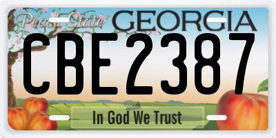 GA license plate CBE2387