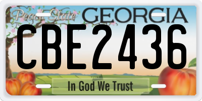 GA license plate CBE2436