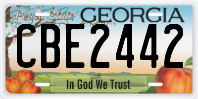 GA license plate CBE2442